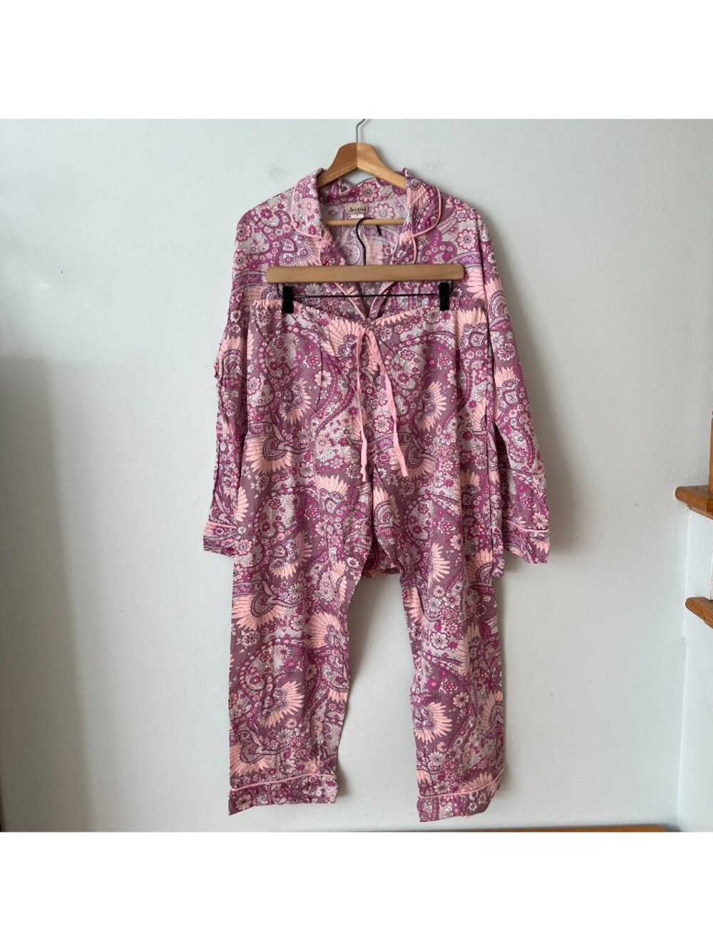 Bed Head Purple Pink Floral Cotton Pajama Set Women's Size XL